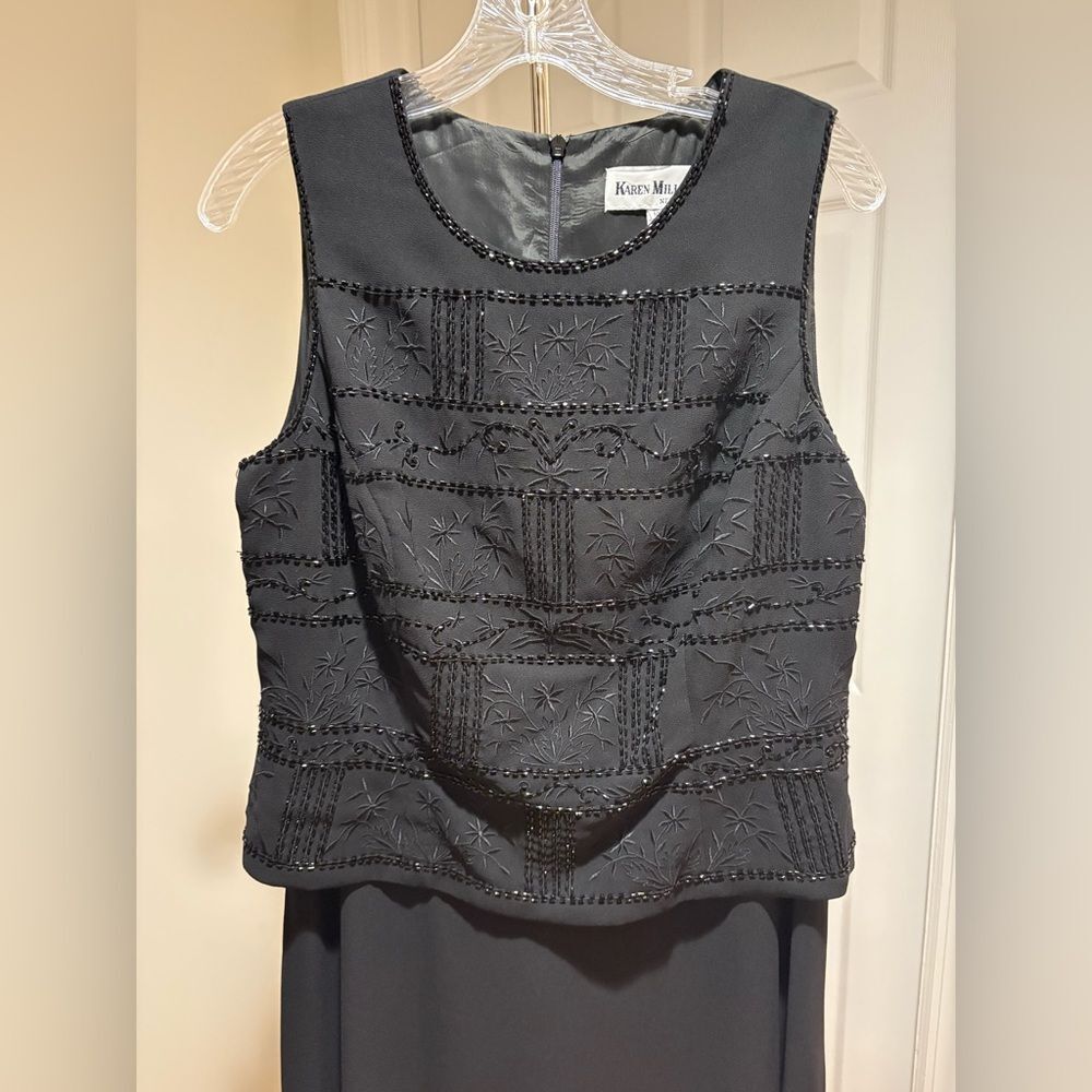 Karen Miller New York Black Sleeveless Evening Gown Size 14 - Picture 2 of 13